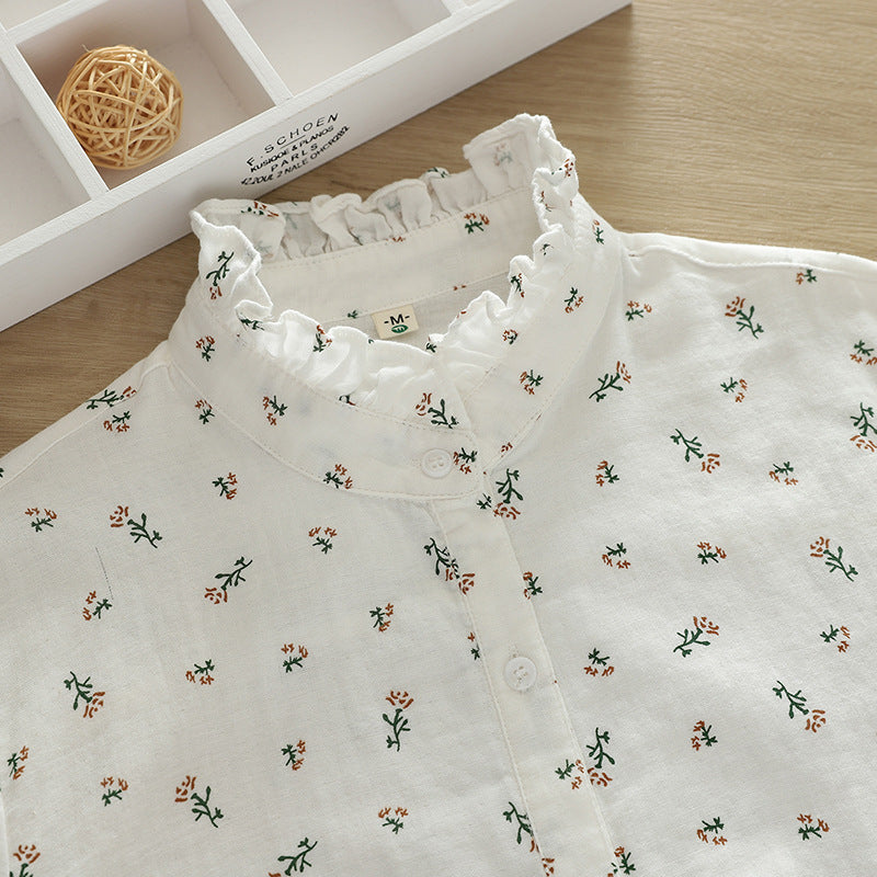 Camicia da donna in garza giapponese, stile dolce e morbido, marca Valstrend, con vestibilità ampia e dettagli leggeri.
