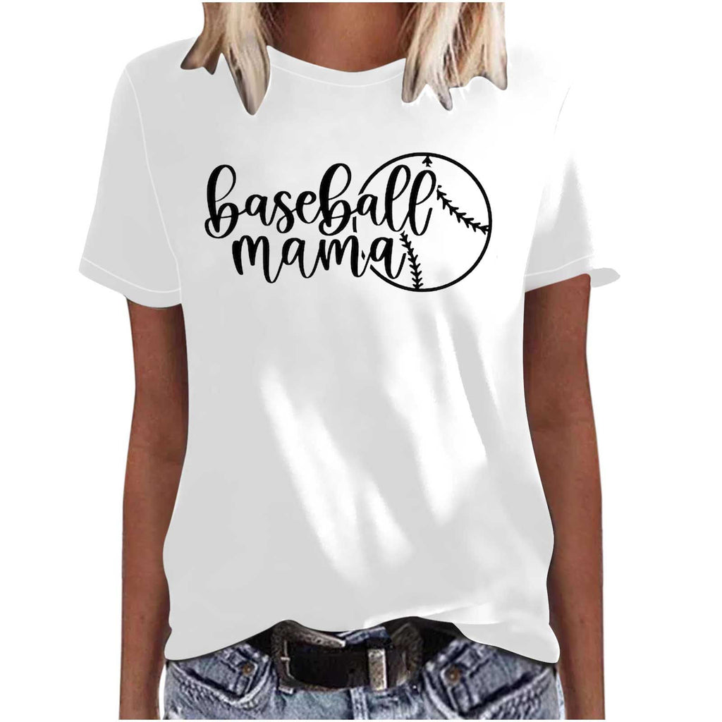 Mother's Day Baseball Women's Various Styles Loose-fitting Pullover Round-neck Short-sleeved T-shirt