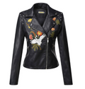 Giacca in pelle da moto nera Valstrend, giacca di pelle PU per esterni con stile robusto e dettagli eleganti.