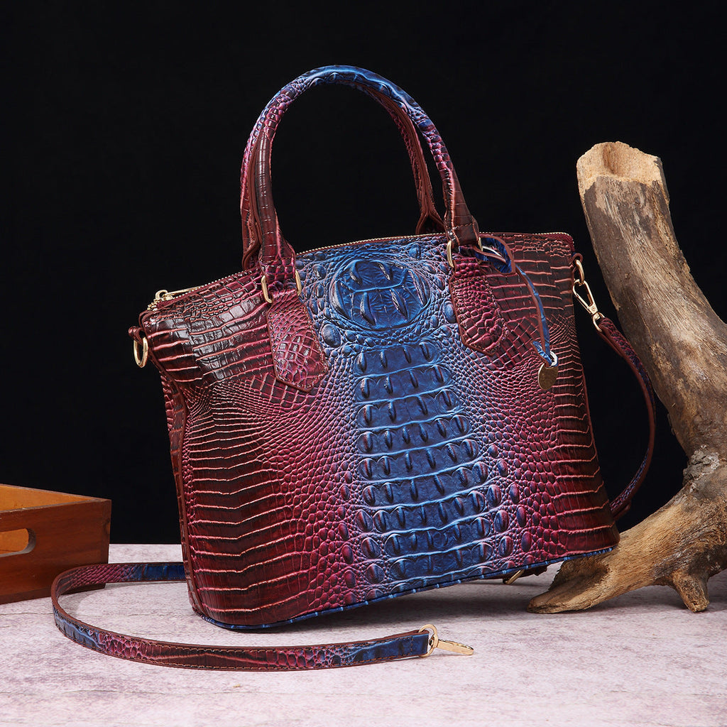Borsa a tracolla donna Valstrend con motivo rettile retrò, portatile e spaziosa, in pelle sintetica con design elegante.