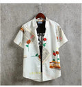 Camicia stampata a maniche corte da uomo Valstrend, dettaglio del design colorato e tessuto leggero.