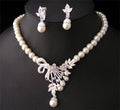 Set di gioielli da sposa Valstrend con collana di perle e orecchini abbinati, perfetti per abiti da matrimonio eleganti.