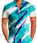 Tuta estiva a maniche corte Valstrend in stile hawaiano blu con linee, casual e elegante, perfetta per l'estate.