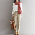 Pantaloni larghi in velluto a coste sottili da donna, taglia grande, stile casual autunno-inverno, marca Valstrend shop
