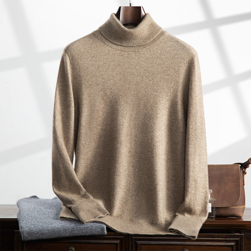 Camicia casual da uomo Valstrend con colletto alto, in cashmere, adatta per autunno e inverno, colore scuro e morbido.