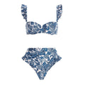 Costume da bagno bikini push-up Valstrend con vita alta e slip a righe, ideale per vacanze e relax alle terme.