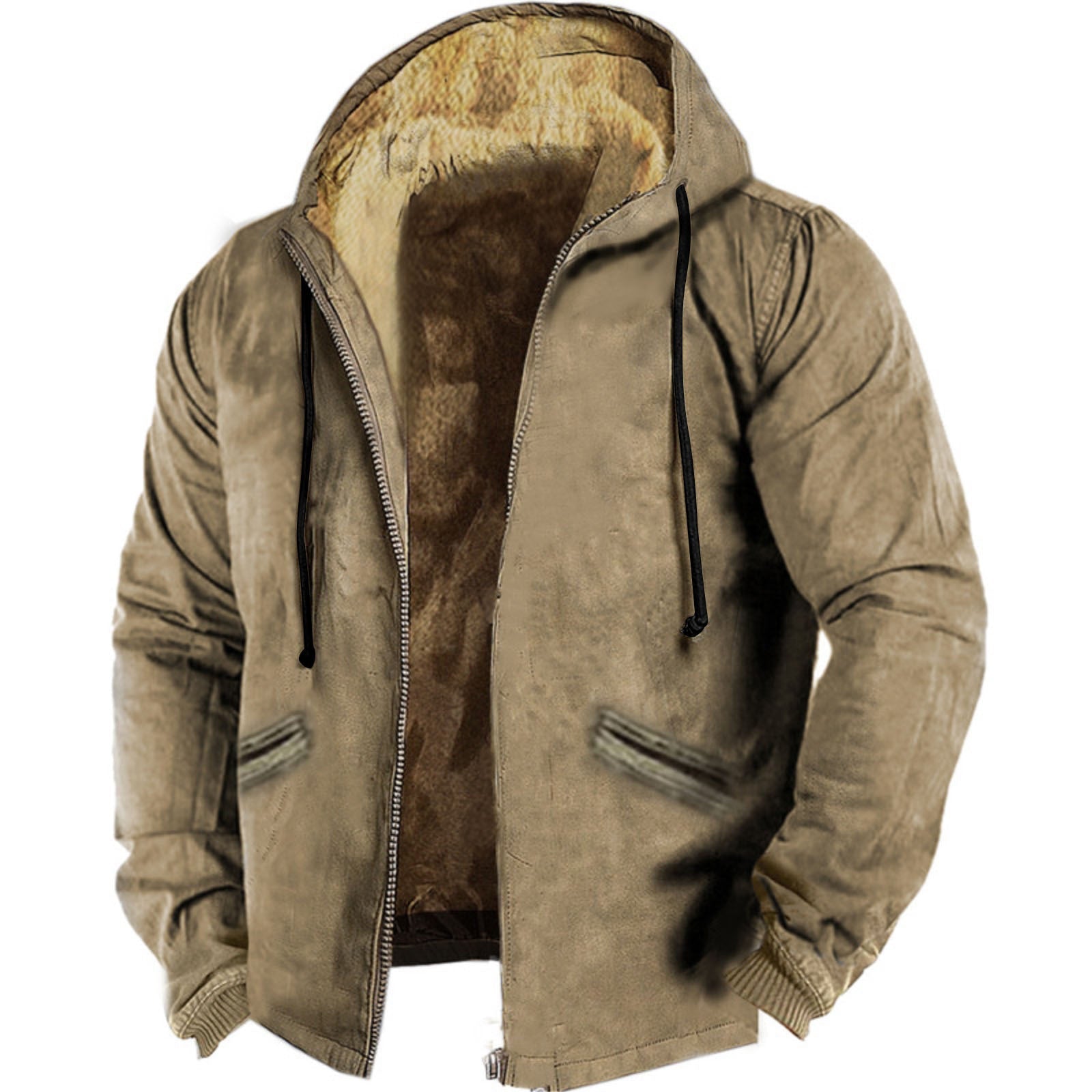 Felpa con cappuccio multicolore, cotone imbottito, interno marrone, stile casual, giacca in cotone imbottito Valstrend.