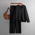Set felpa casual autunno e inverno Valstrend, maglione e pantaloni larghi due pezzi, stile comodo e pratico in tessuto caldo.