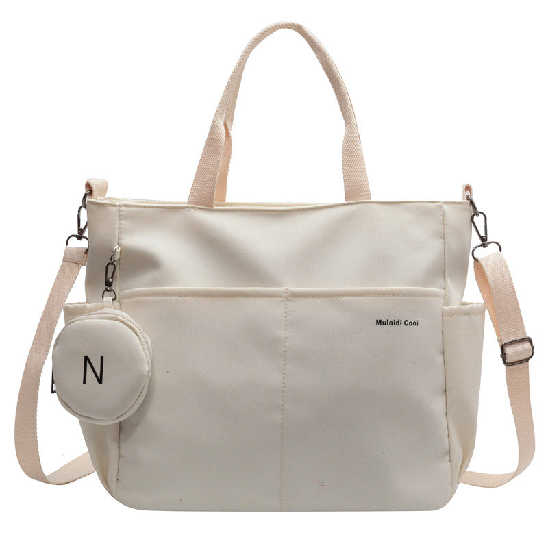 Borsa tote casual in nylon e canvas Valstrend per donna, design pratico e resistente, vista frontale con dettagli eleganti