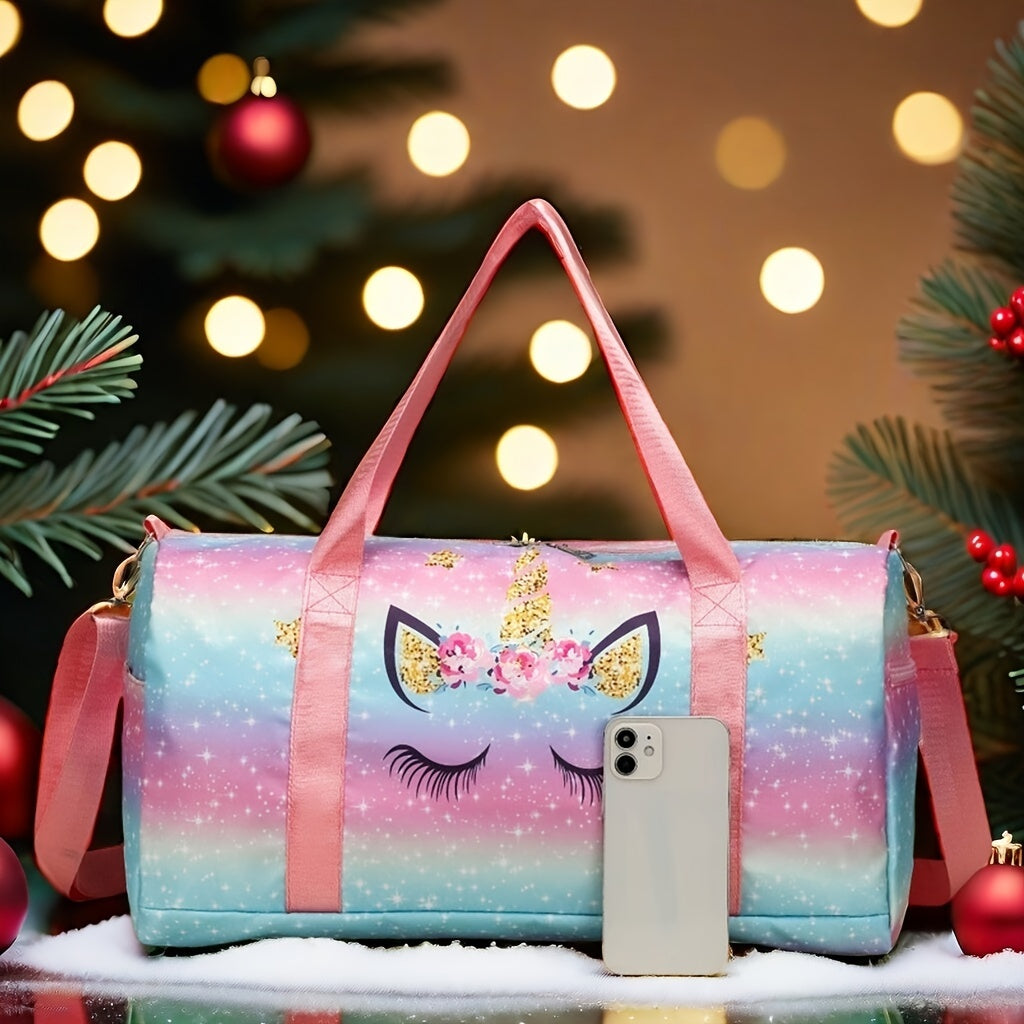 Borsa da viaggio a forma di unicorno Valstrend, tracolla singola, capiente e ideale per sport e viaggi all'aperto.
