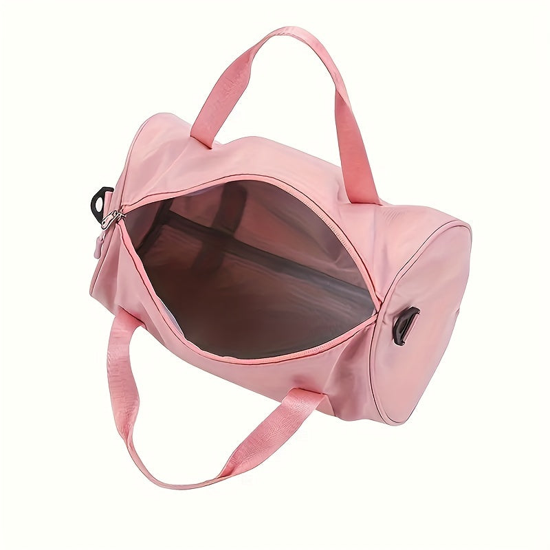 Borsa danza in nylon rosa Valstrend, tote leggera per adolescenti con tracolla regolabile, zip, fodera in poliestere e stile preppy