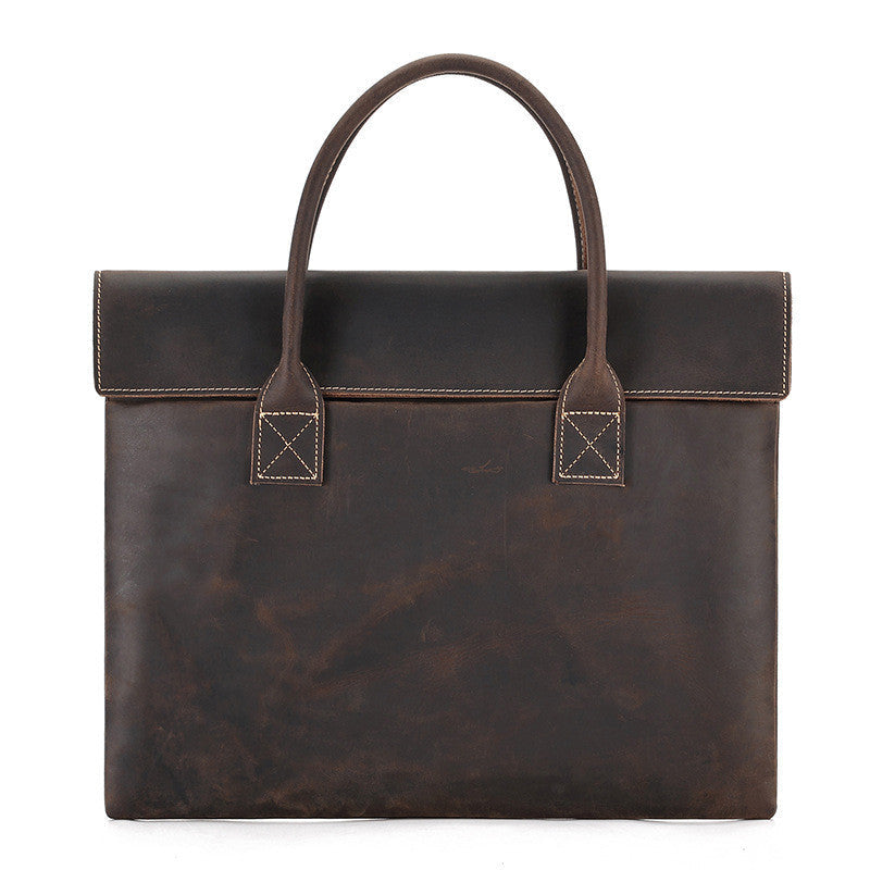 Borsa uomo in pelle Crazy Horse Valstrend, sottile e portatile, con manico elegante e dettagli in pelle naturale.