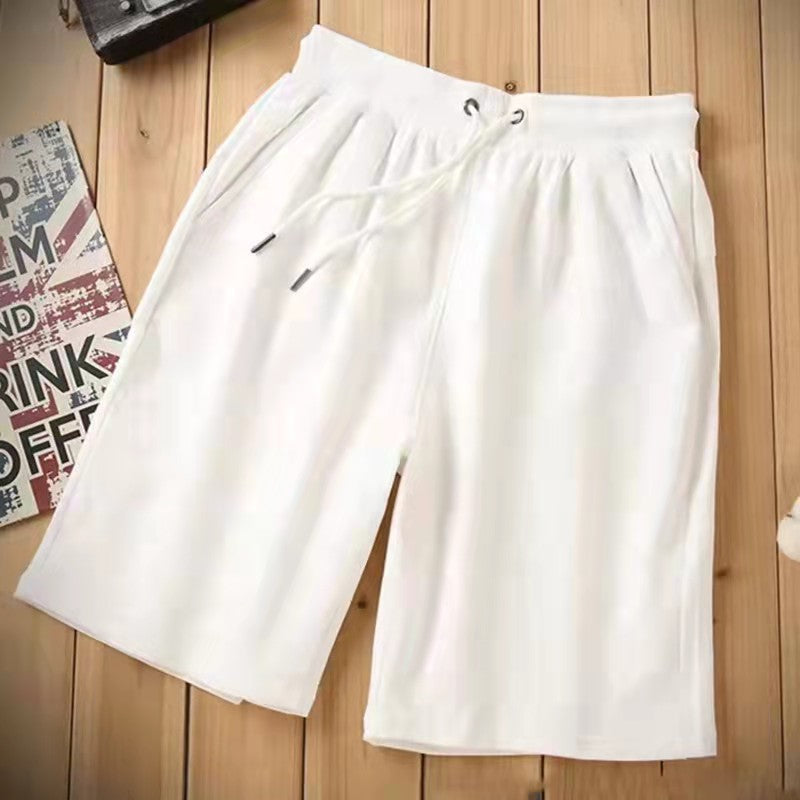 Shorts da uomo Valstrend in cotone a gamba larga, casual e comodi, tessuto in tinta unita, stile sportivo e rilassato