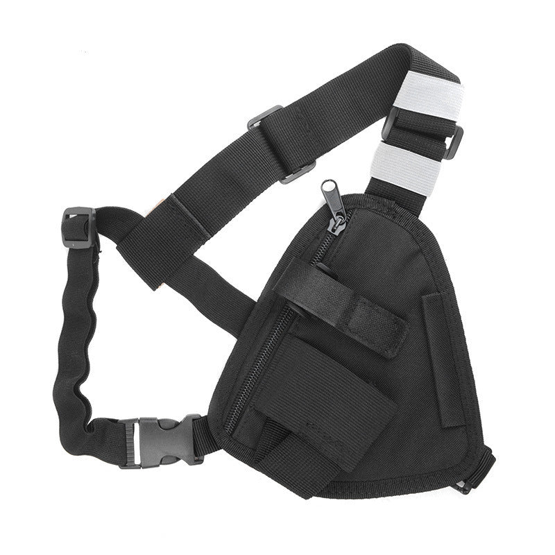 Zaino multifunzionale nero con walkie-talkie e triangolo, porta oggetti portatile, design pratico e compatto, marca Valstrend.