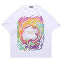 T-shirt uomo Valstrend shop Liquid Printing Loose Couple, stampa grafica colorata su tessuto morbido e comodo.