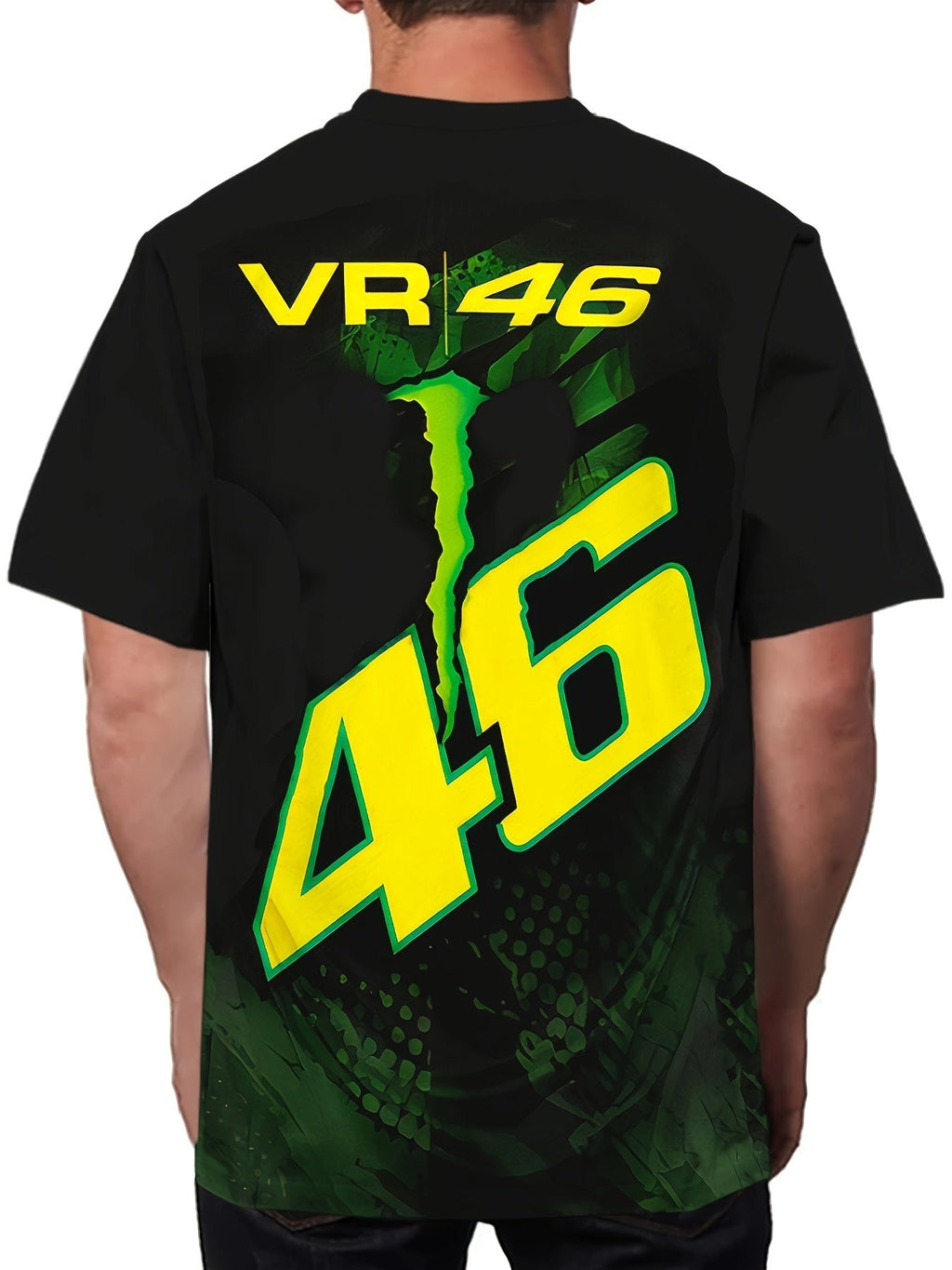 T-shirt da uomo Valstrend con stampa 3D digitale a tema motocicletta, girocollo, vestibilità regolare in tessuto poliestere.