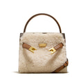 Borsa in lana di agnello Valstrend, elegante e calda, in pelle e pelliccia, perfetta per autunno e inverno, stile femminile e alla moda