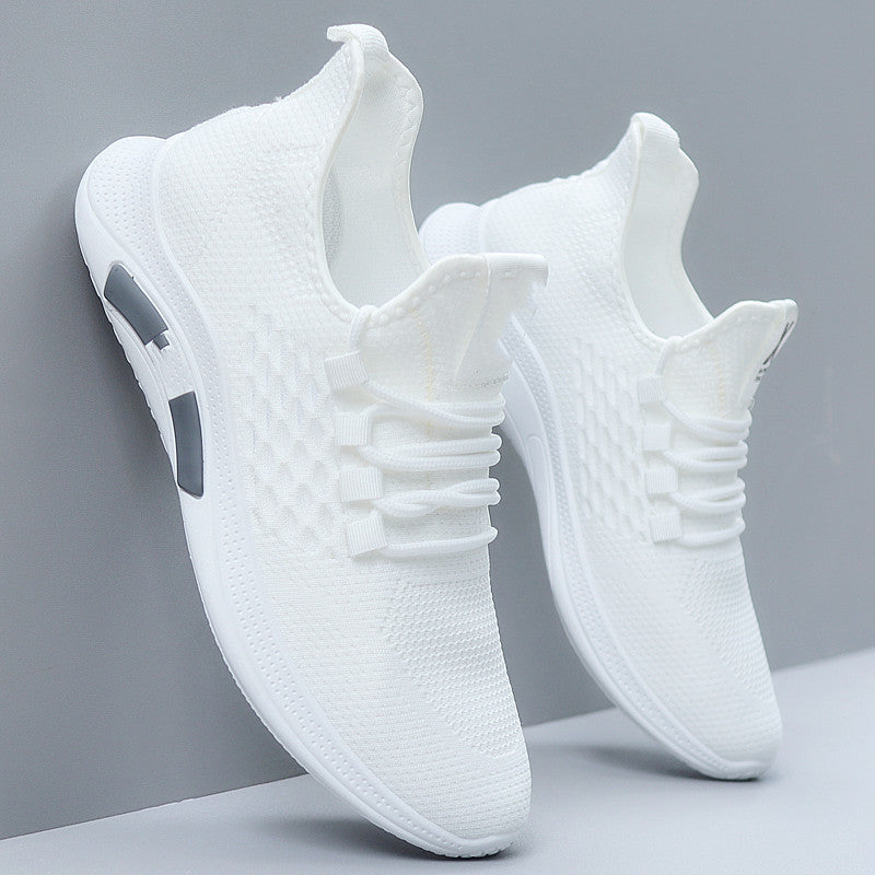 Scarpe sportive casual da uomo Valstrend, traspiranti e comode, in tessuto nero con dettagli bianchi, ideali per lo sport e il tempo libero.
