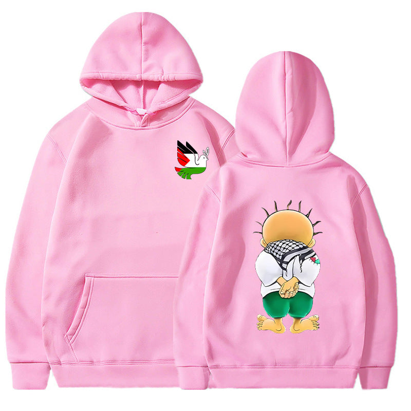 Felpa con cappuccio da uomo Valstrend con stampa grafica di colomba della pace, tessuto morbido e comodo, stile casual e alla moda.