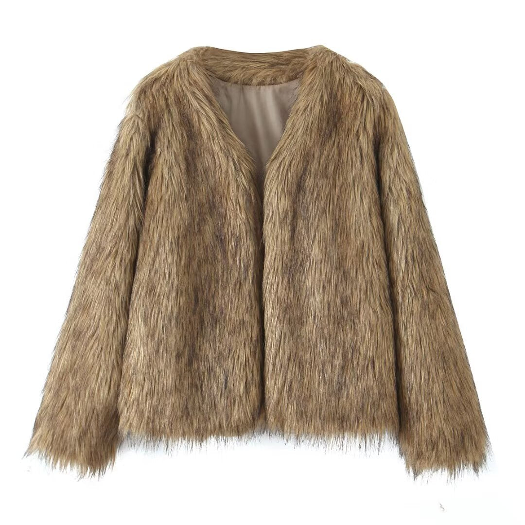 Cappotto femminile di alta qualità Valstrend, elegante e versatile con pelliccia in stile western, abbigliamento moda donna.