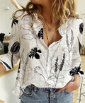 Camicia da donna Valstrend con collo a punta, stampa digitale a maniche lunghe, tessuto leggero e stile elegante