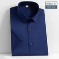 Camicia da uomo a maniche corte senza ferro Valstrend, tessuto elasticizzato a tinta unita, stile casual e comodo.