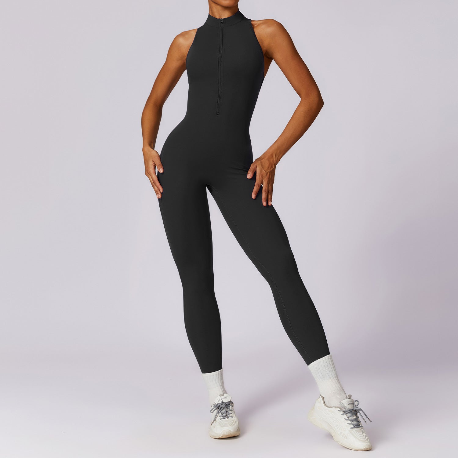 Tuta yoga Valstrend con zip, pantaloni sport da allenamento, tessuto rapido asciugatura, adatta a fitness e training.