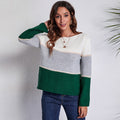 Maglione in maglia a righe large con scollo a barca, colore a contrasto, marca Valstrend, morbido e caldo.