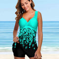 Costume da bagno bikini split stampato da donna Valstrend, top e slip con fantasia colorata e taglio a metà.