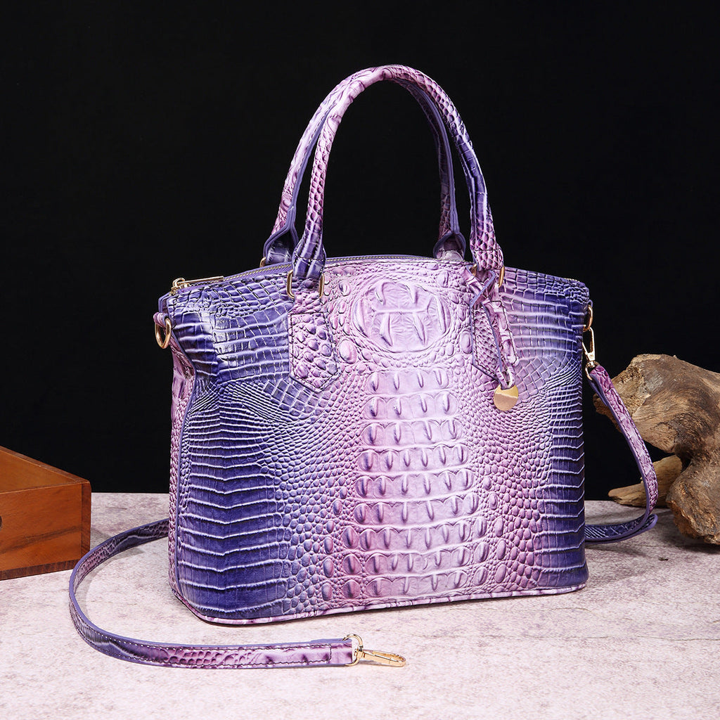 Borsa a tracolla donna Valstrend con motivo rettile crocodile, portabile e alla moda, in stile retrò e compatta.