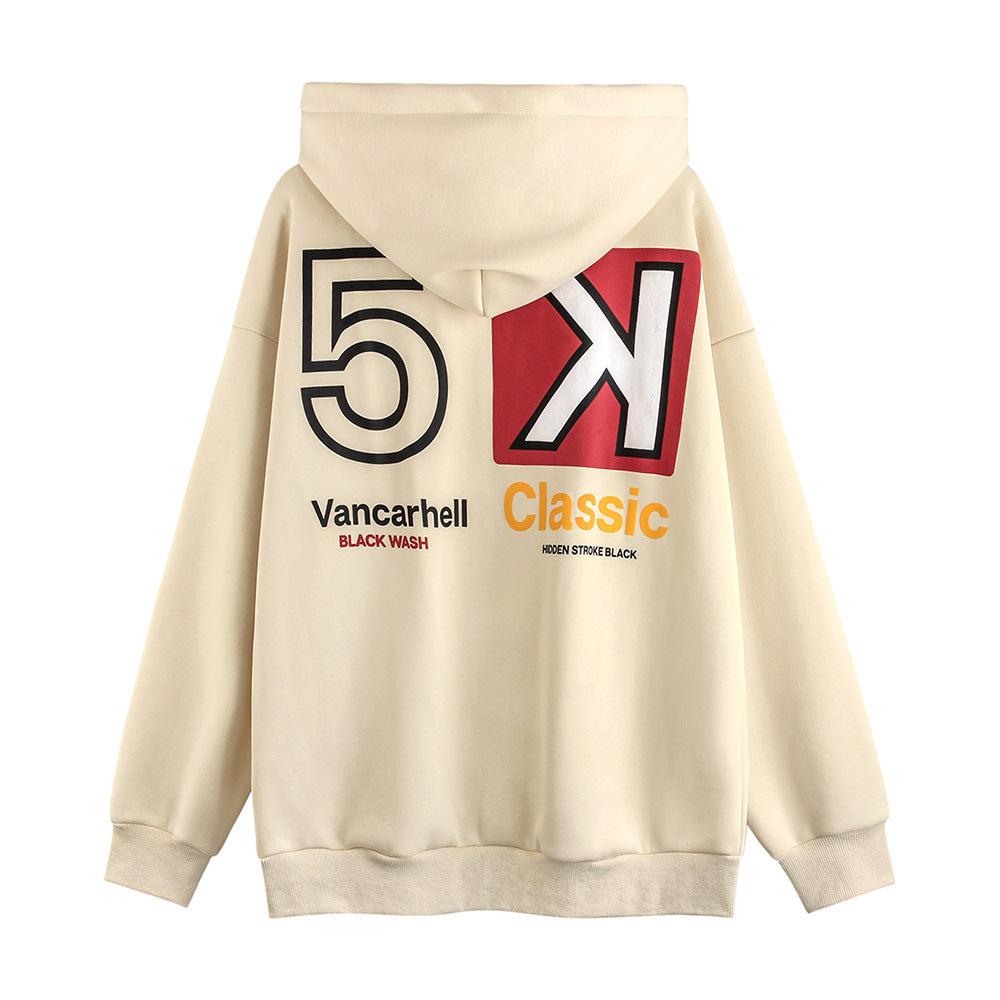 Giacca felpa con cappuccio Valstrend shop, stampa lettere hip hop, vestibilità ampia, tessuto morbido e comodo, stile urbano.