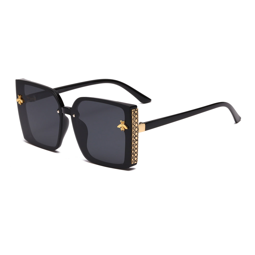 Oversized Fashion Glasses With Bee Decor For Women, PC Frame Decorative Glasses For Hiking And Travel
