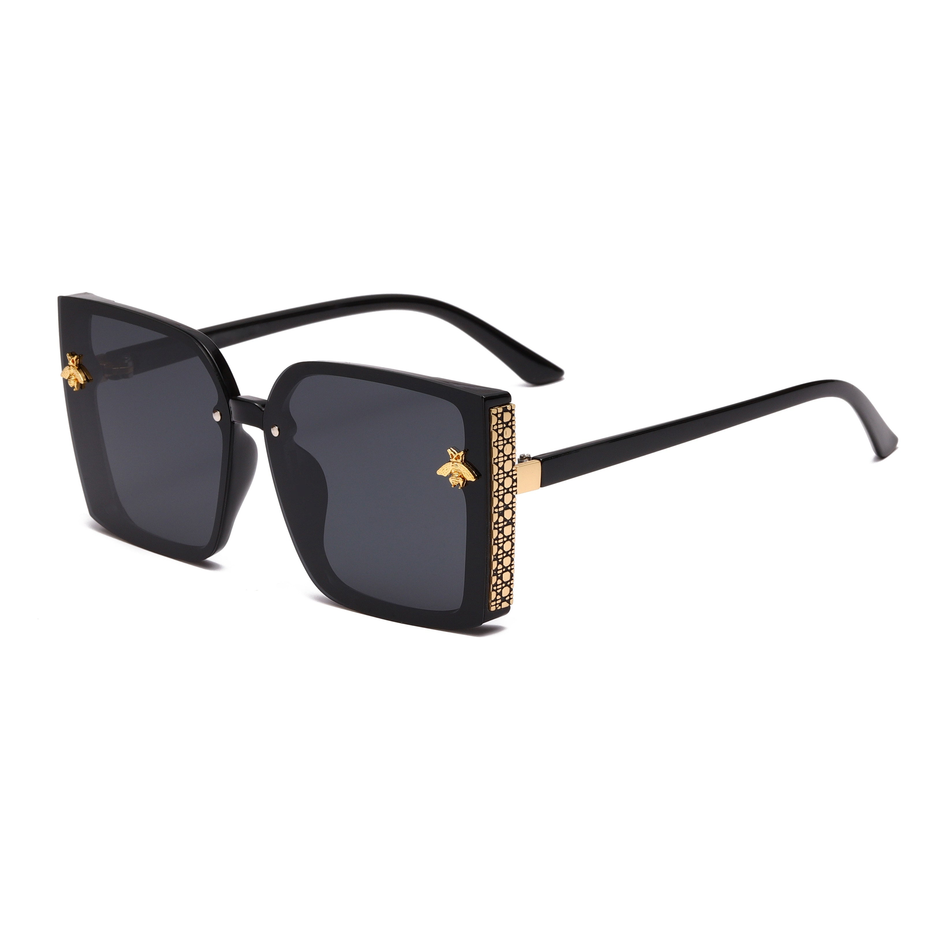 Oversized Fashion Glasses With Bee Decor For Women, PC Frame Decorative Glasses For Hiking And Travel