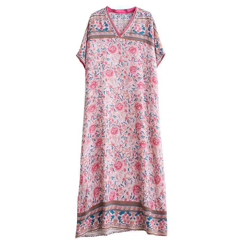 Abito lungo da spiaggia in stile artistico vacanza, vestito vintage fluido e ampio, ideale per coprire i fianchi, marca Valstrend shop.