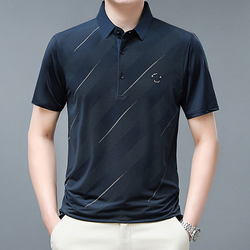 Camicia polo da uomo Valstrend Ice Silk con revers, modello business, taglie forti, tessuto morbido e elegante.