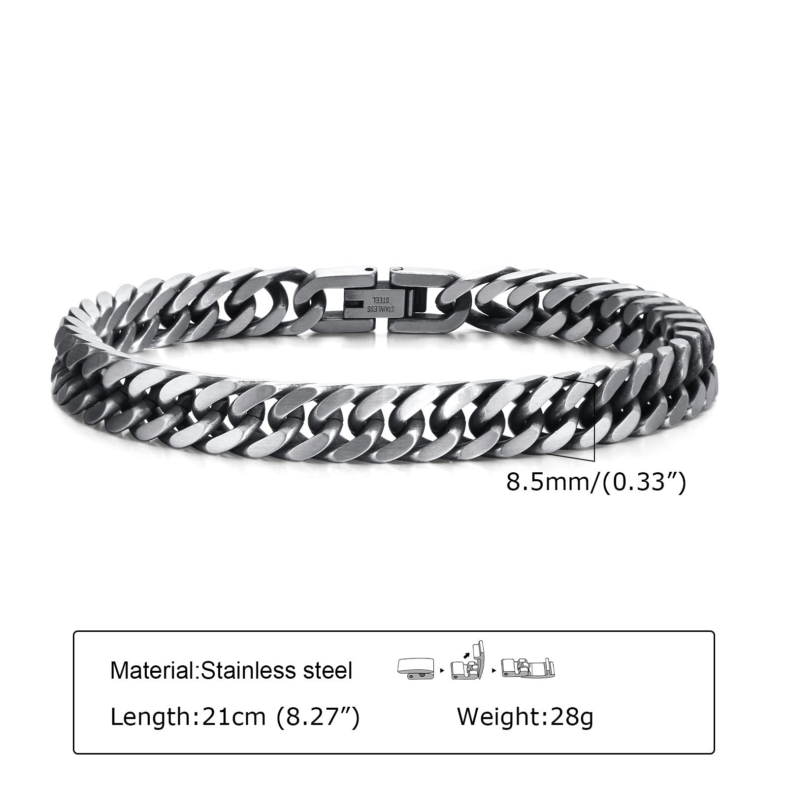 Bracciale spesso in acciaio inossidabile per uomo, ornamento europeo e americano, di marca Valstrend, con dettagli eleganti.