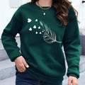 Feather Print Pullover Sweatshirt, Casual Long Sleeve Crew Neck Sweatshirt For Fall & Winter, Women's Clothing