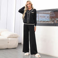 Pantaloni casual a zampa larga e maglia due pezzi da donna Valstrend, dettagli in tessuto morbido e comodo, stile rilassato.