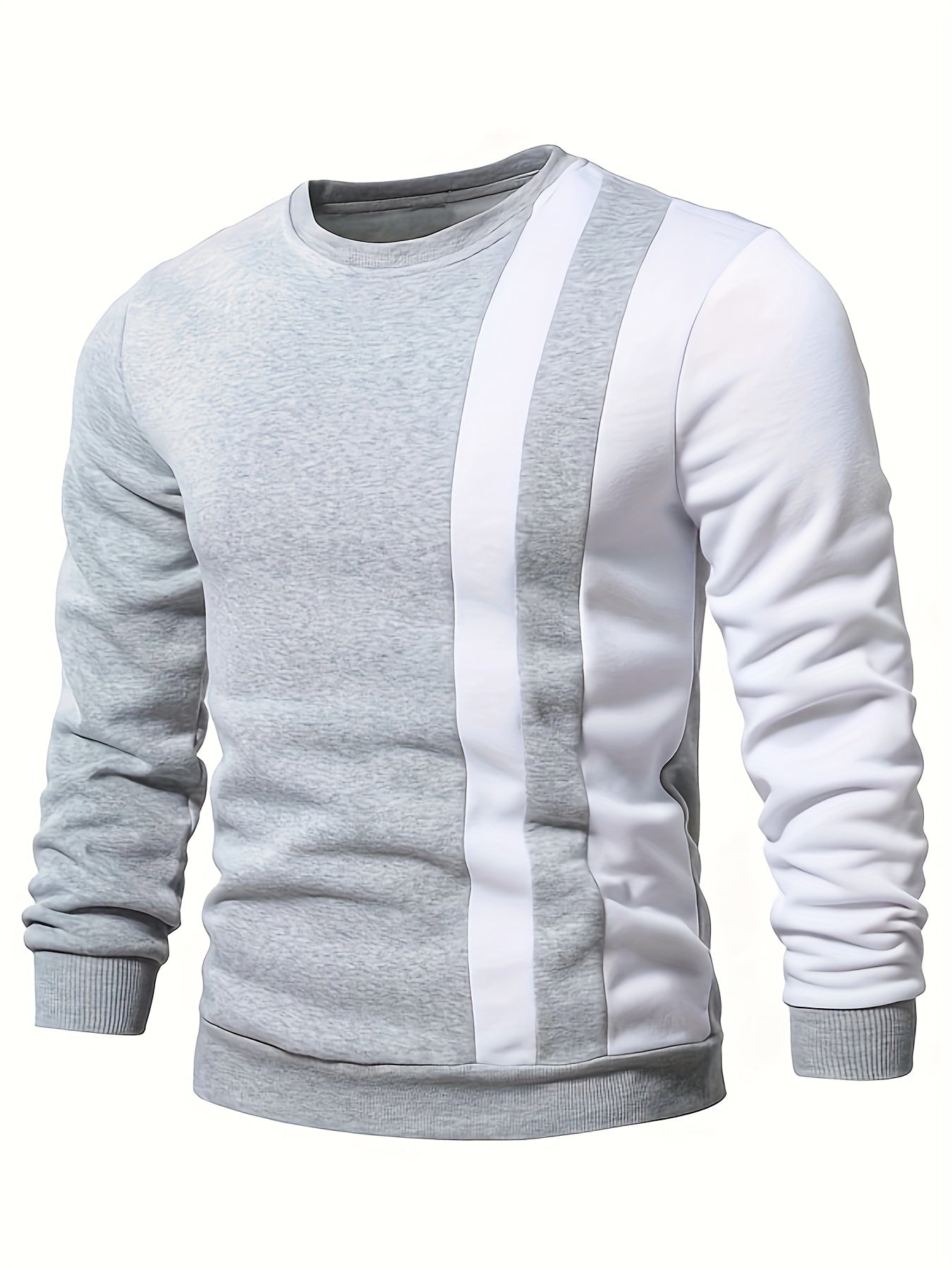 Felpa color block trendy per uomo Valstrend, girocollo casual con design creativo, ideale per autunno e inverno.