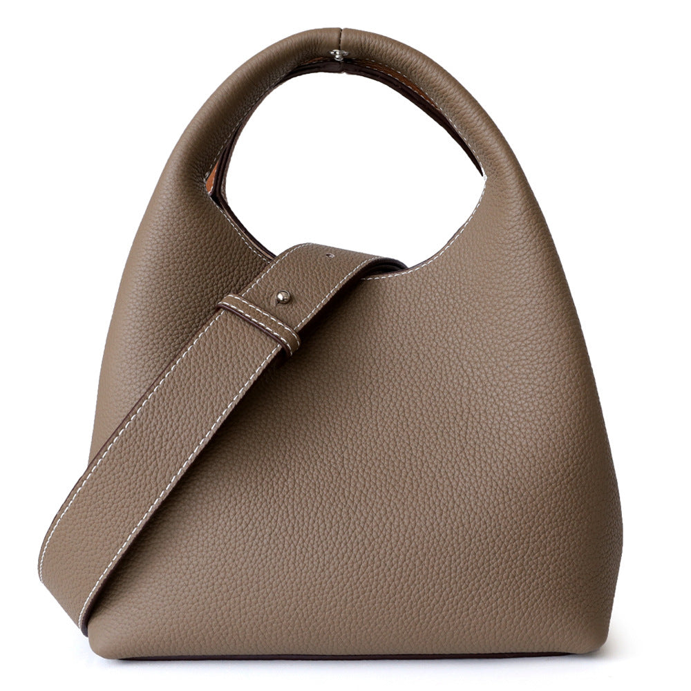 Borsa a secchiello donna Valstrend, tracolla color block versatile, con manici e dettagli in diversi colori, stile casual elegante