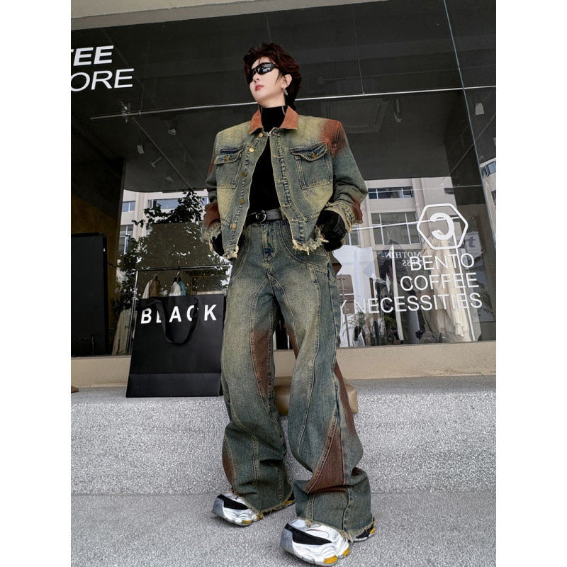 Denim Trousers Men's Loose Outfit