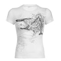 T-shirt slim-fit a maniche corte donna Valstrend con stampa retrò, design elegante e stile moderno.