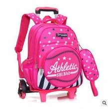Zaino trolley Valstrend shop con manico telescopico e ruote, ideale per viaggi e scuola, in tessuto resistente e colore nero
