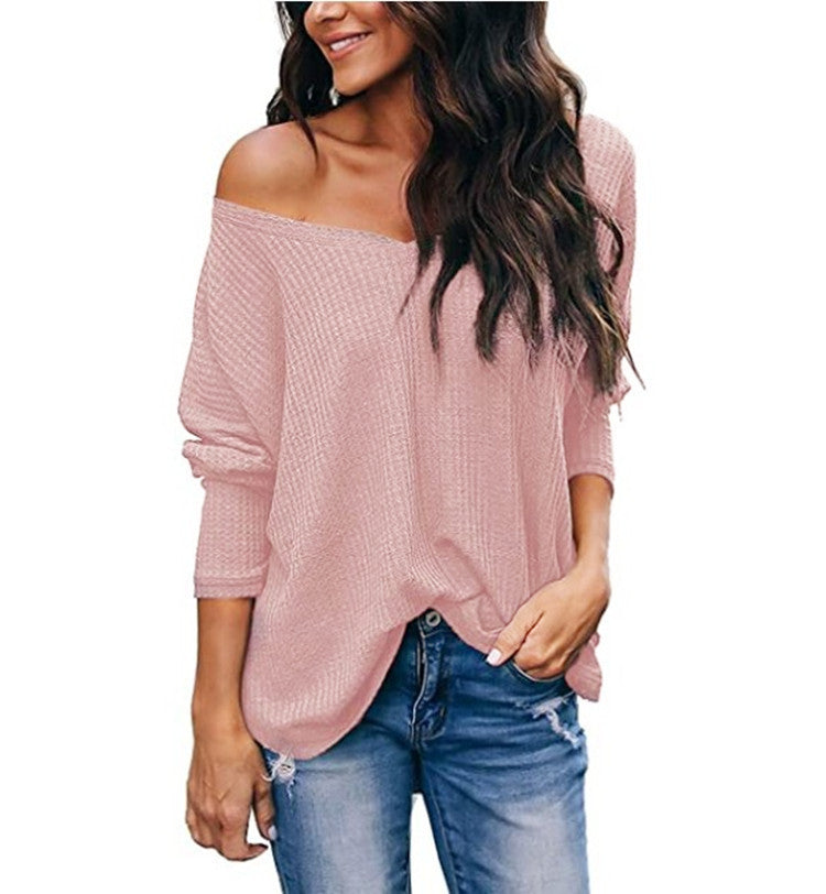 Maglione leggero da donna Valstrend, a maniche lunghe, V a collo largo, taglia grande e vestibilità ampia per l'autunno.