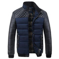 Giacca invernale da uomo Valstrend, cappotto trapuntato con patchwork in PU, collo alto, stile autunnale, taglia 4XL