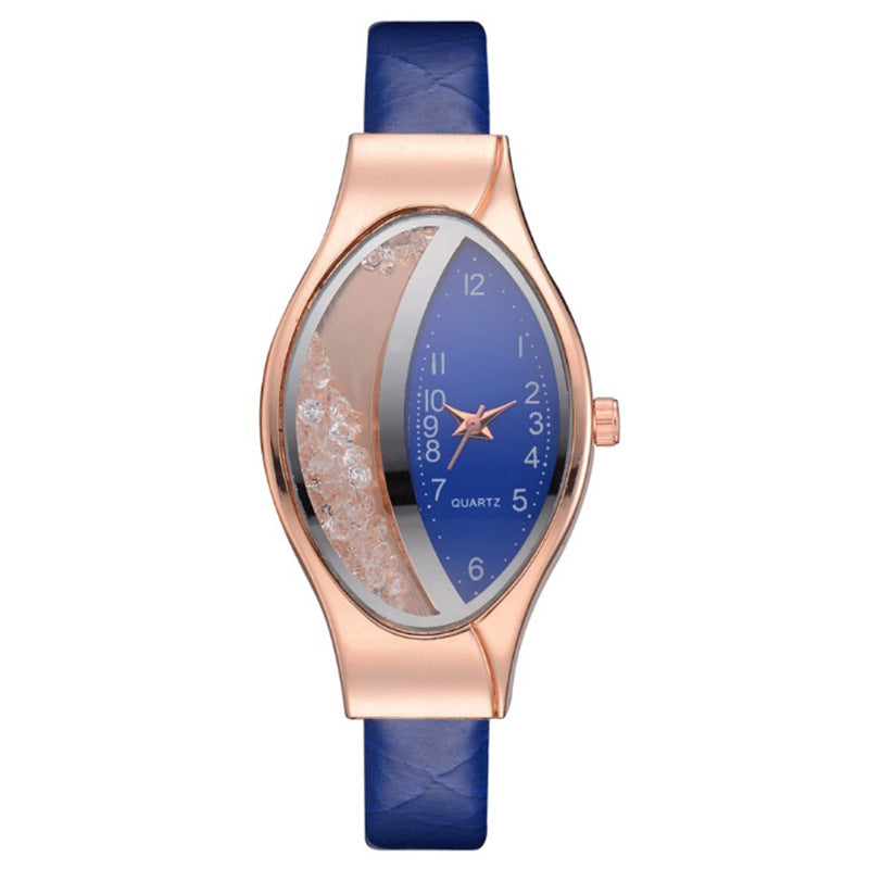 Cintura a serpente con cinturino in pelle e orologio da donna Valstrend con diamanti incastonati, stile elegante e alla moda