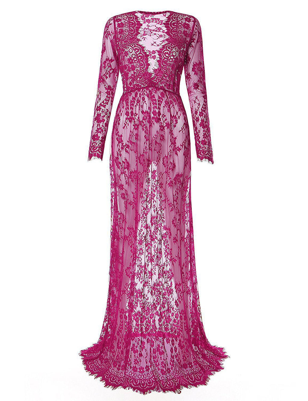 Pigiama da donna Valstrend con vestito da gravidanza in pizzo, comodo e elegante per future mamme, immagine frontale.