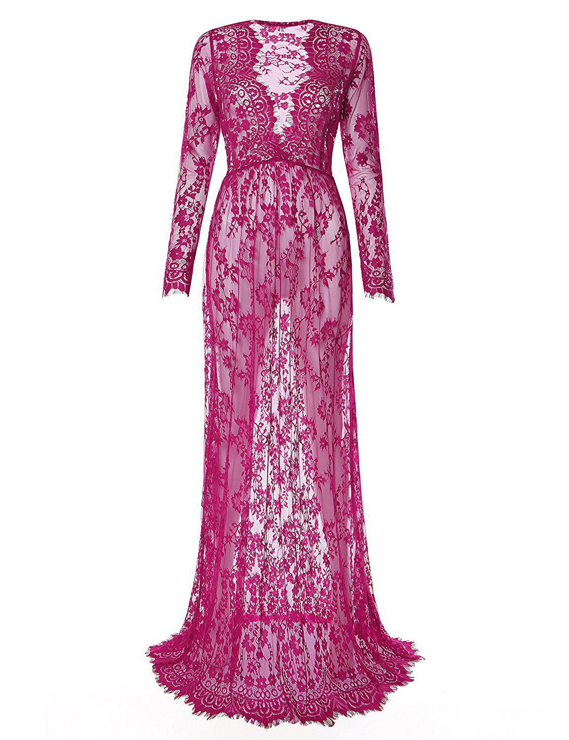 Pigiama da donna Valstrend con vestito da gravidanza in pizzo, comodo e elegante per future mamme, immagine frontale.