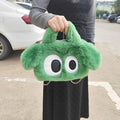 Chic Plush Puppy Crossbody Bag with Big Eyes - Cute Fashion Shoulder Handbag for Women, Polyester Lined, Pink/Green