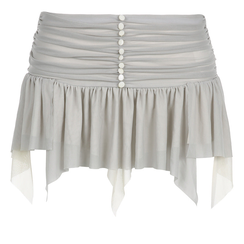 Gonna a vita bassa da donna Valstrend, gonna plissettata elegante in tessuto leggero, perfetta per look di moda e casual.
